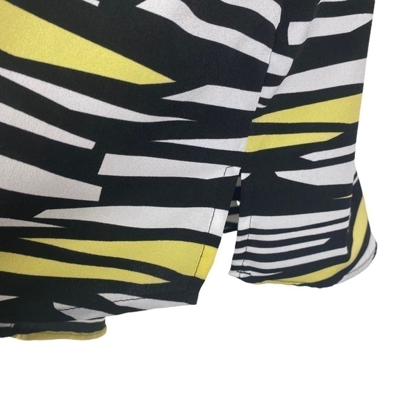 Alia Petite Striped Button Down Blouse Women's 16P Yellow Black 3/4 Sleeve - Picture 6 of 9
